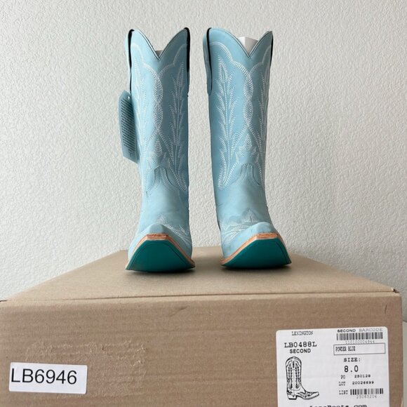 Lane LEXINGTON Womens Cowboy Boots 8 Powder Blue Western Cowgirl Mid Calf Tall - Picture 9 of 10